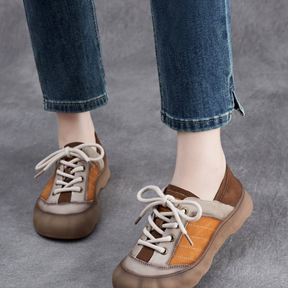 Spliced Genuine Leather Casual Shoes