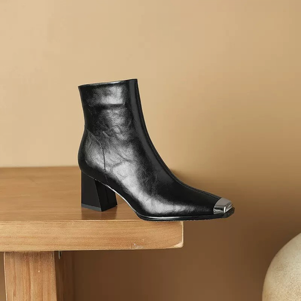 Metal Square Toe Fashionable Ankle Boots