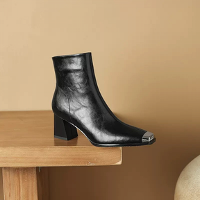 Metal Square Toe Fashionable Ankle Boots