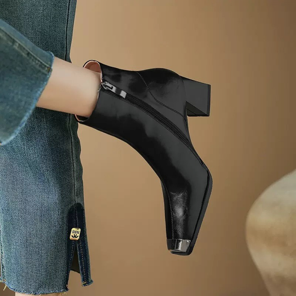 Metal Square Toe Fashionable Ankle Boots