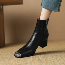 Metal Square Toe Fashionable Ankle Boots