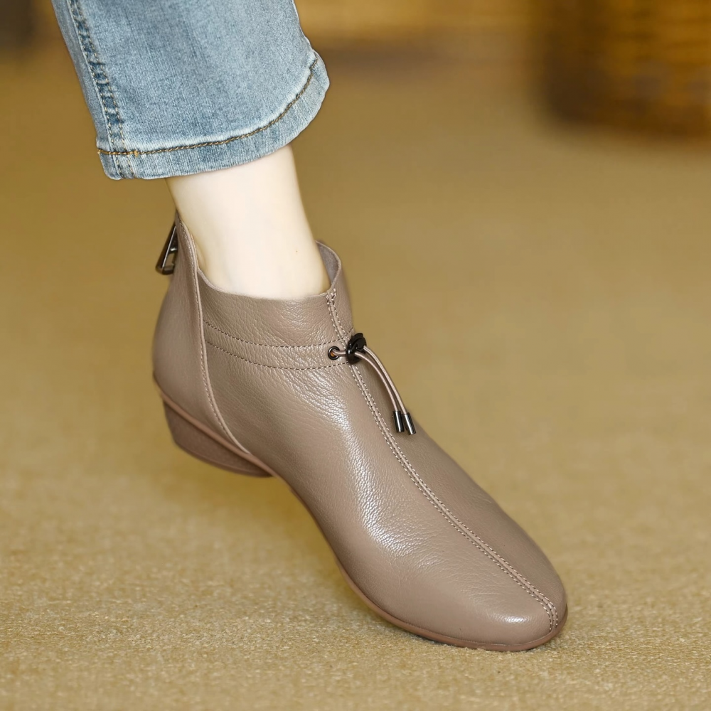 Genuine Leather Simple Ankle Boots