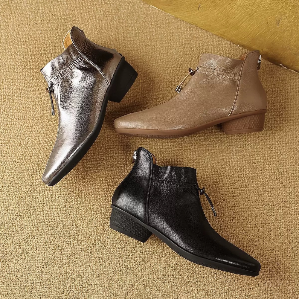 Genuine Leather Simple Ankle Boots