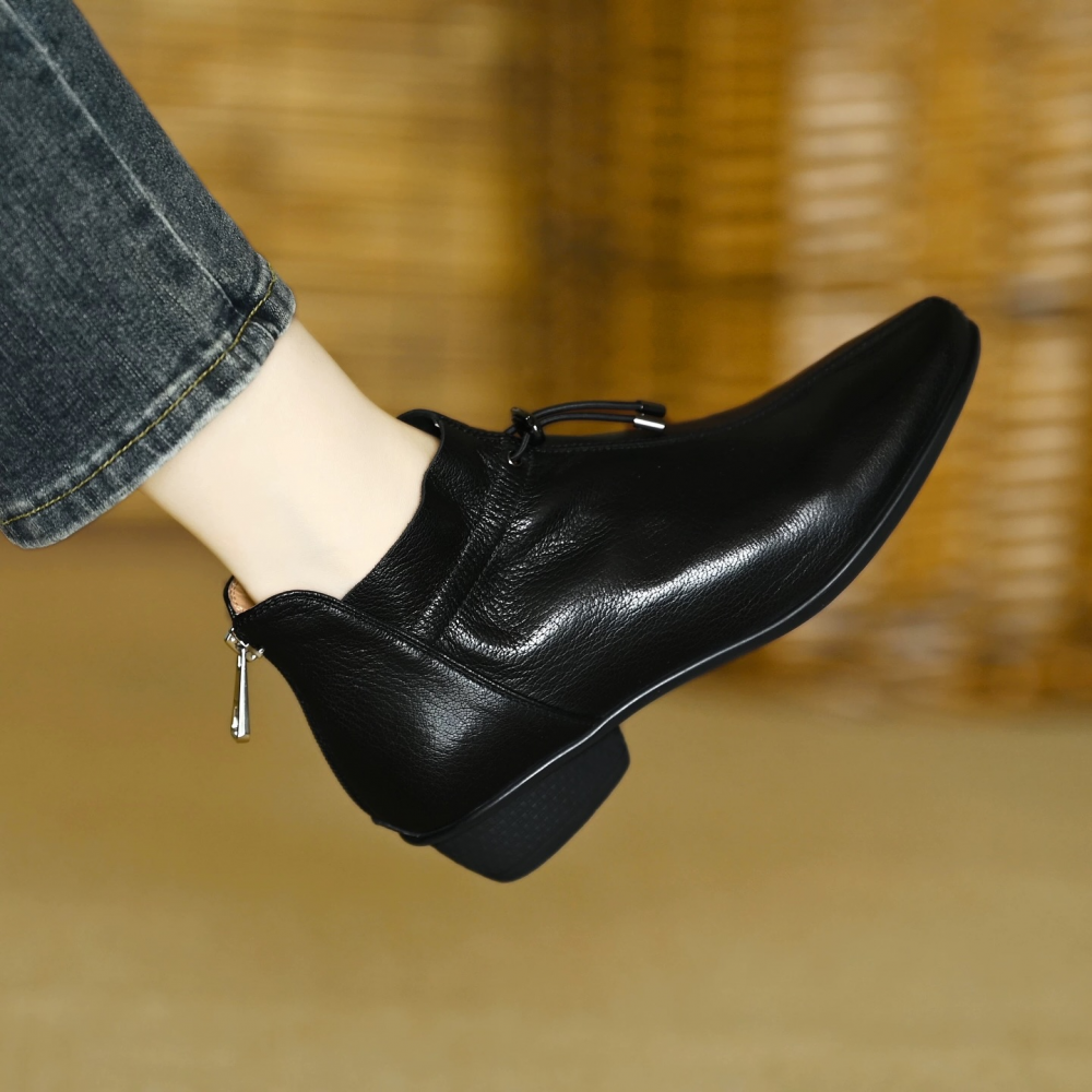 Genuine Leather Simple Ankle Boots