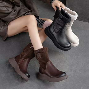 Retro Simple Flat Mid-calf Boots