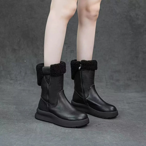 Retro Simple Flat Mid-calf Boots