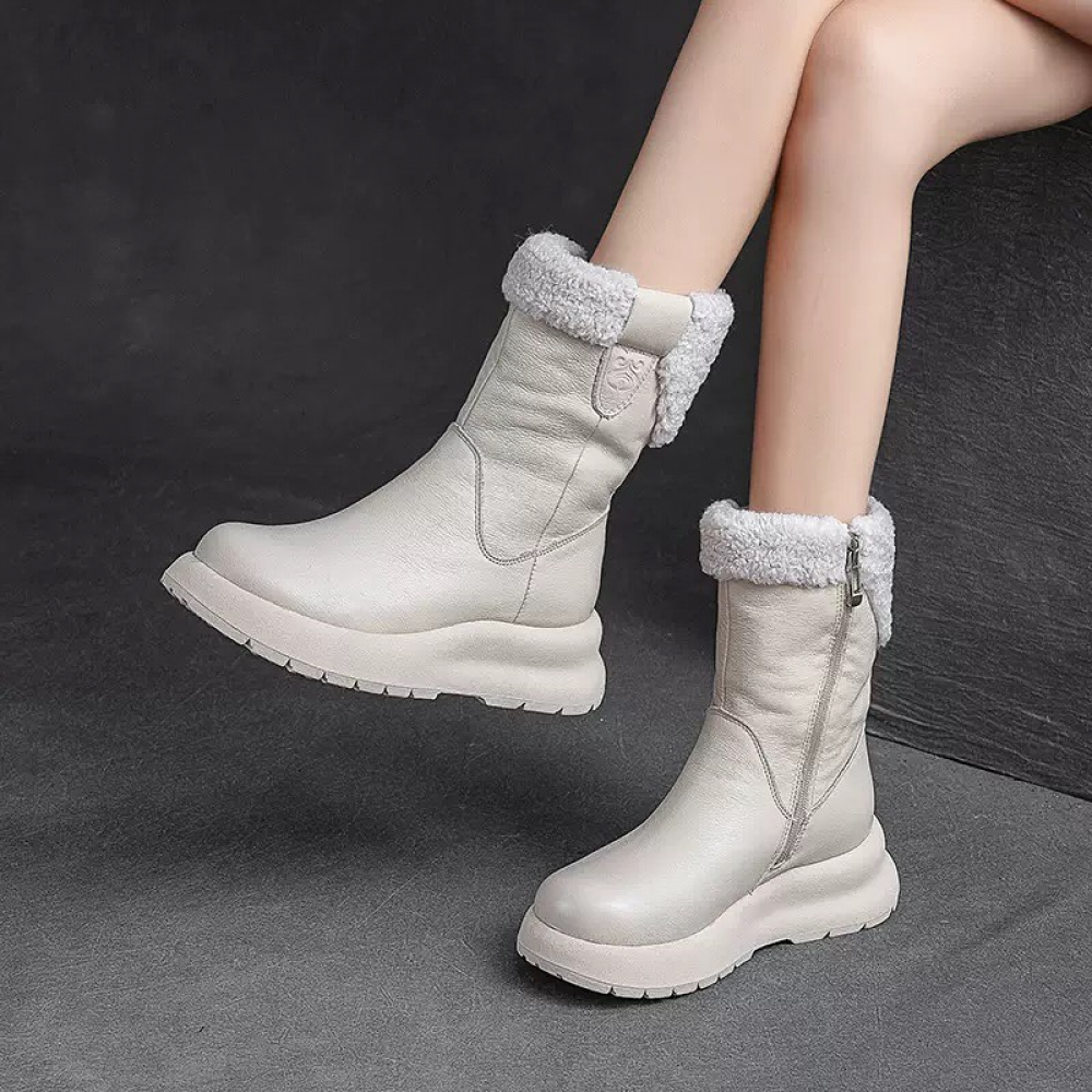 Retro Simple Flat Mid-calf Boots
