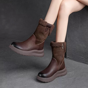 Retro Simple Flat Mid-calf Boots