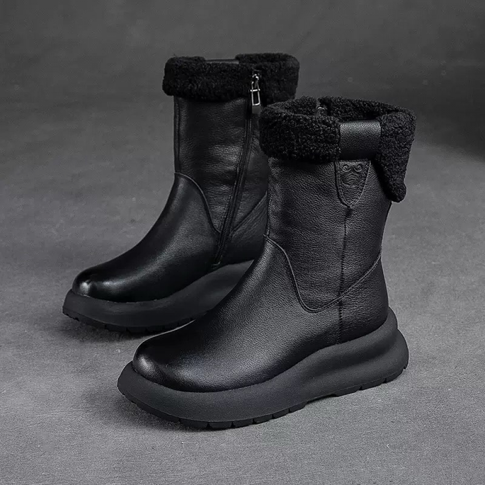 Retro Simple Flat Mid-calf Boots