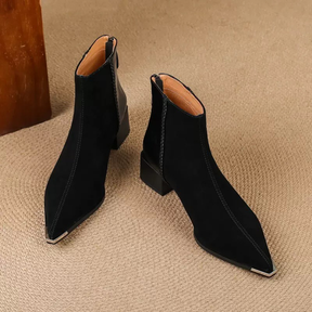 Pointed Toe Chunky Heel Fashionable Retro Ankle Boots