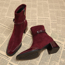 Suede High-heeled Ankle Boots