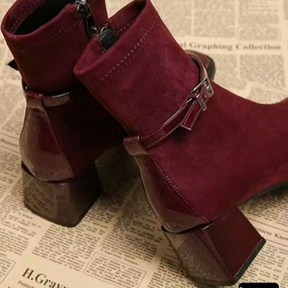 Suede High-heeled Ankle Boots