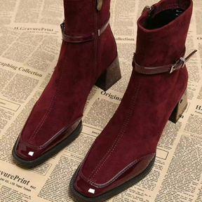 Suede High-heeled Ankle Boots