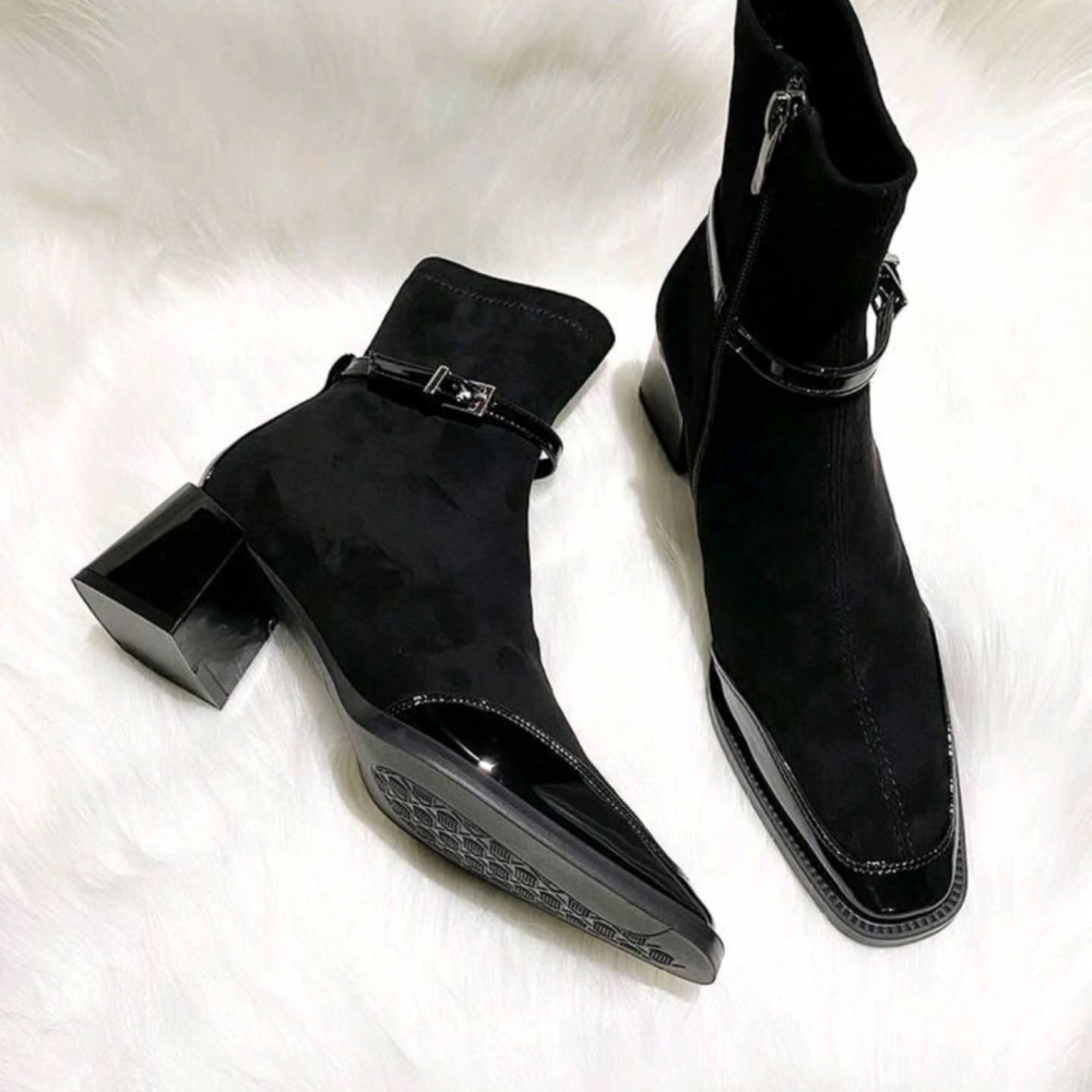 Suede High-heeled Ankle Boots