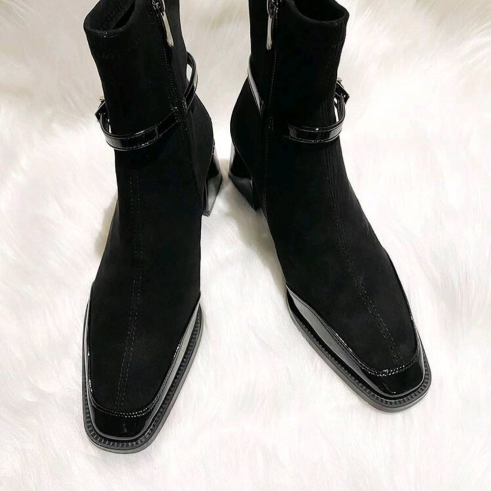 Suede High-heeled Ankle Boots