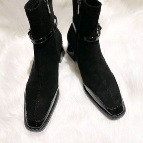 Suede High-heeled Ankle Boots