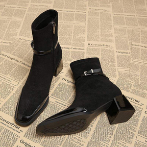 Suede High-heeled Ankle Boots