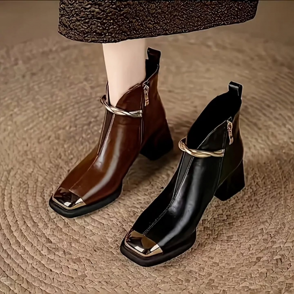Metal Square-toe Martin Boots