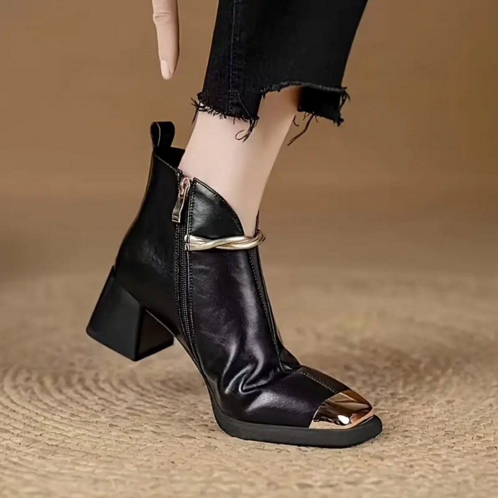 Metal Square-toe Martin Boots