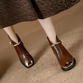 Metal Square-toe Martin Boots