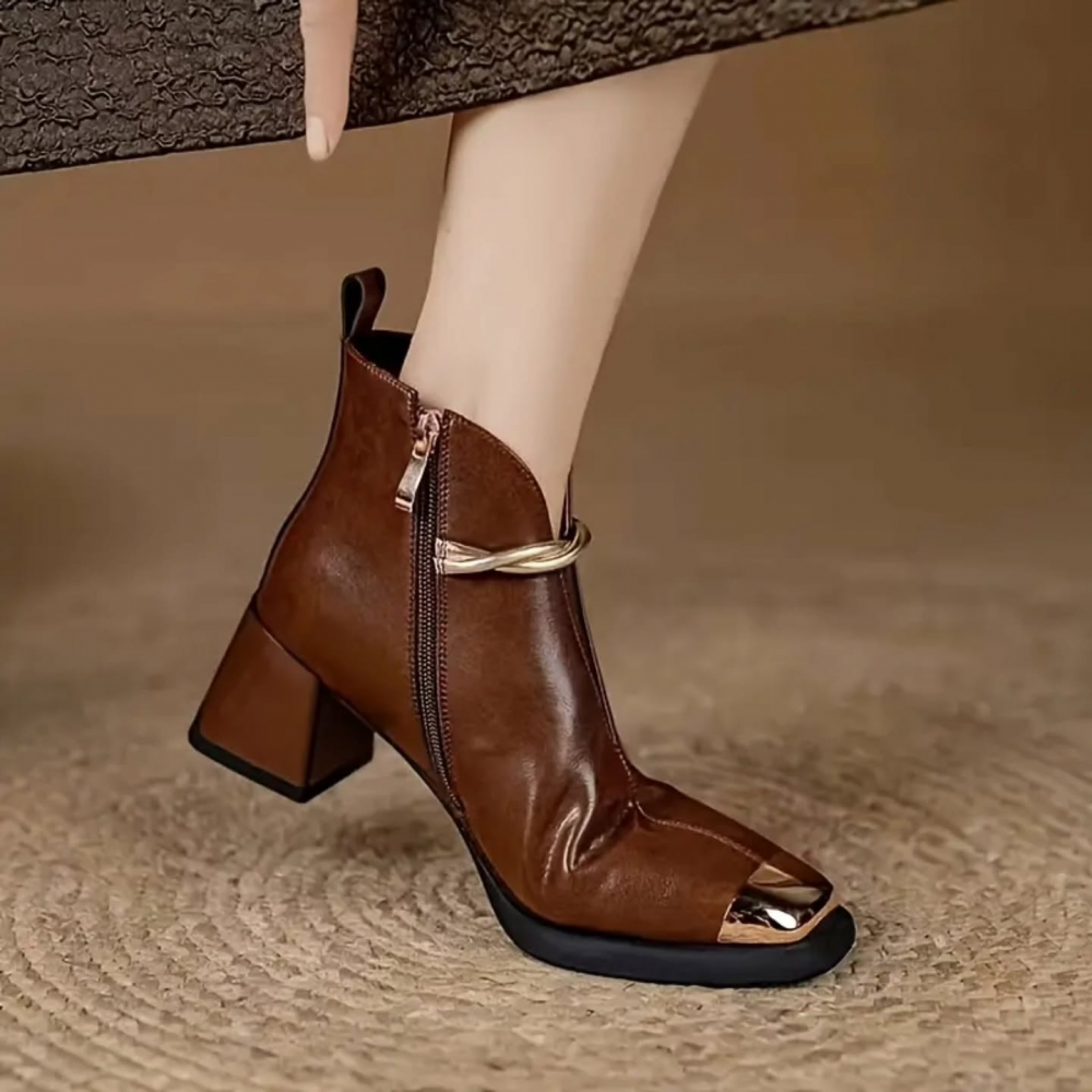 Metal Square-toe Martin Boots