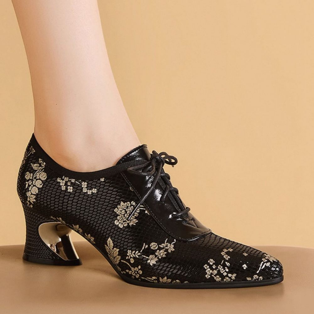 Floral Print Genuine Leather Shoes