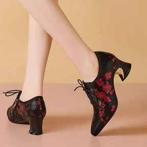 Floral Print Genuine Leather Shoes