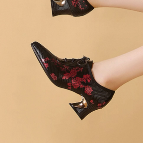 Floral Print Genuine Leather Shoes
