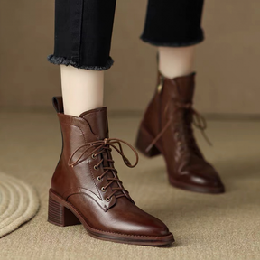 Pointed-toe Lace-up Side Zip Martin Boots