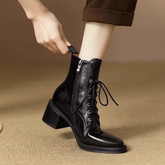 Pointed-toe Lace-up Side Zip Martin Boots