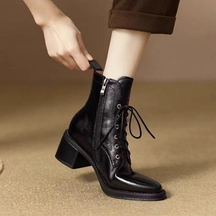 Pointed-toe Lace-up Side Zip Martin Boots