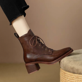 Pointed-toe Lace-up Side Zip Martin Boots