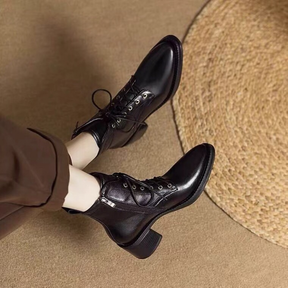 Pointed-toe Lace-up Side Zip Martin Boots