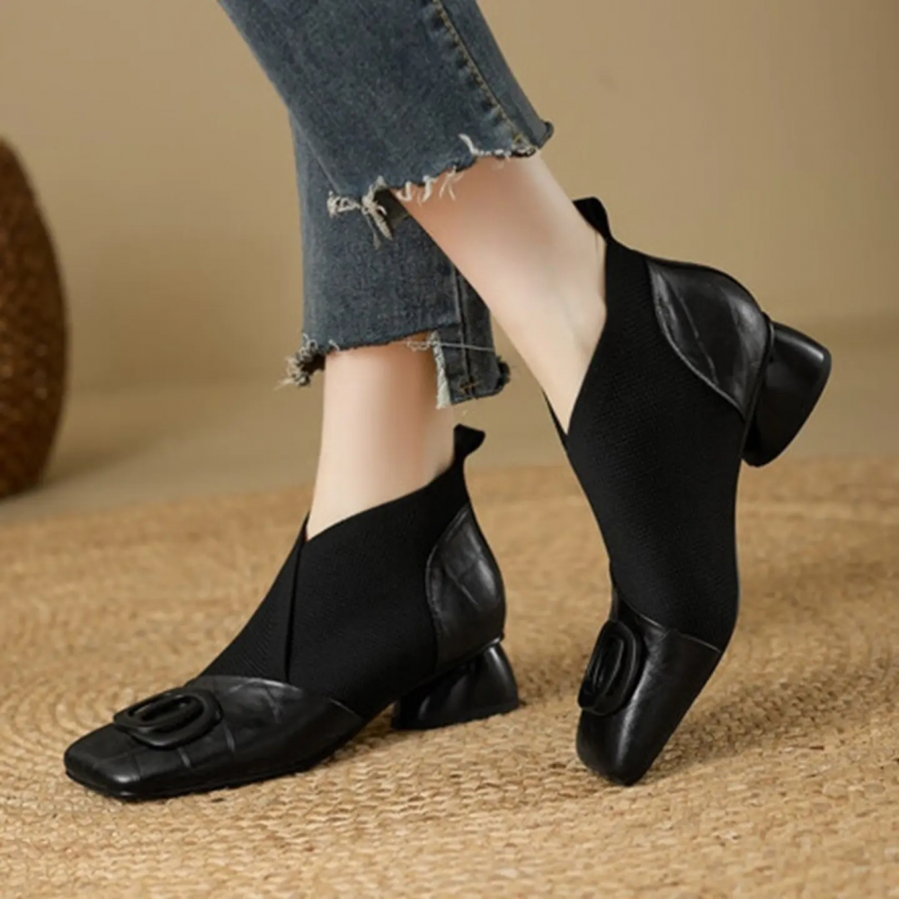 Retro Square-toe Chunky Heel Versatile Shoes