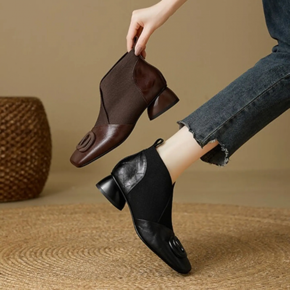 Retro Square-toe Chunky Heel Versatile Shoes
