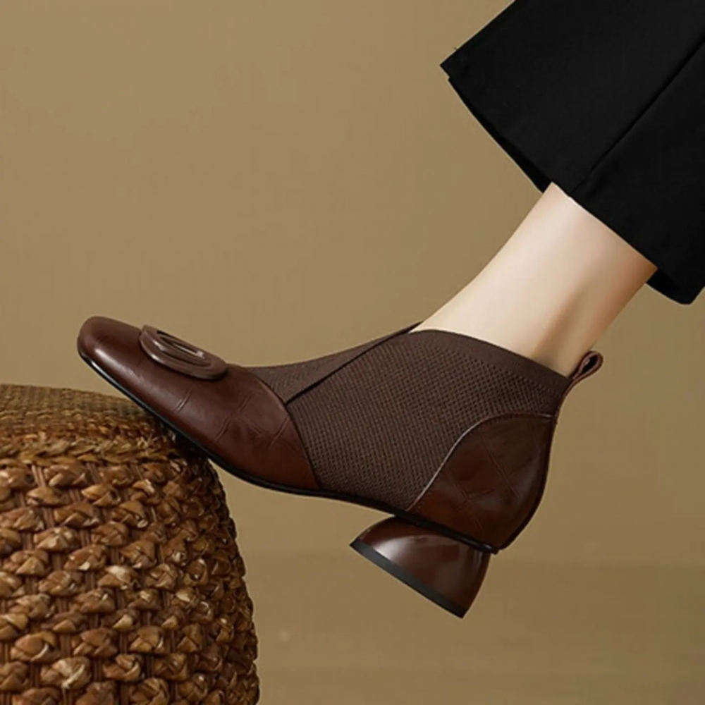 Retro Square-toe Chunky Heel Versatile Shoes