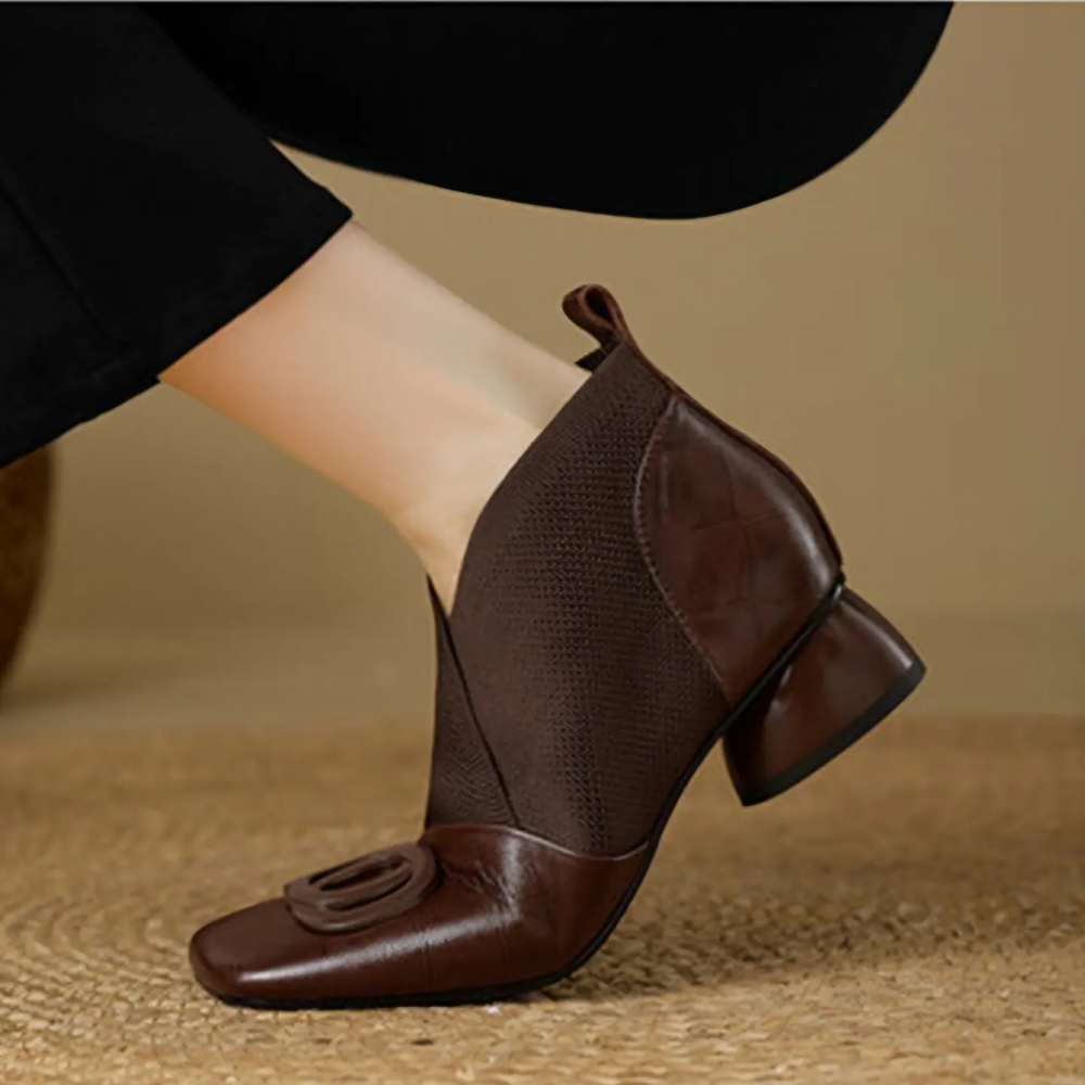 Retro Square-toe Chunky Heel Versatile Shoes