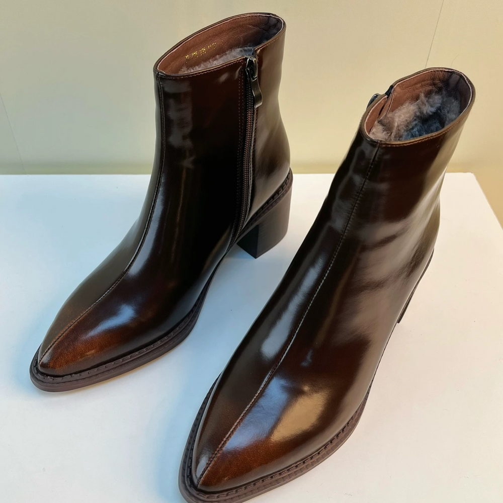 Genuine Leather Warm Wool Boots