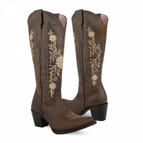 Chocolate Vintage Embroidered Western Boots