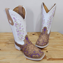 Light purple Laser-printed Horse Pattern Cowboy Boots