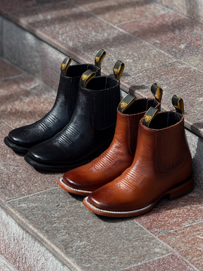 Square Toe Solid Color Handmade Leather Boots