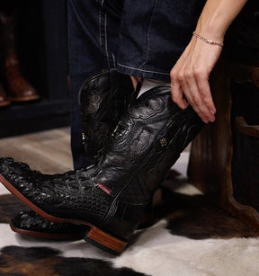 Exotic Alligator Square Knights Boots
