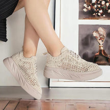 Women's Thick-soled Hollow Lace-up Shoes