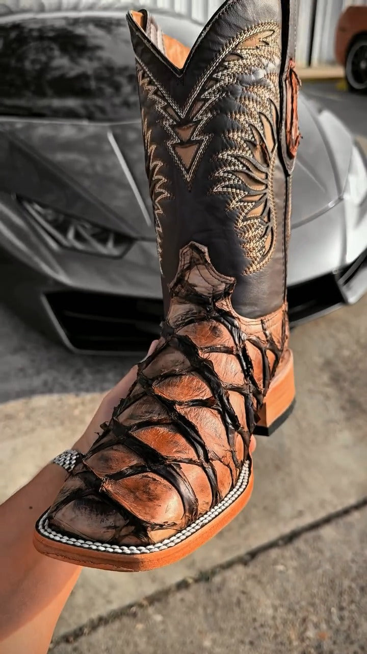 Retro Square Toe Mid-calf Casual Versatile Men's Boots
