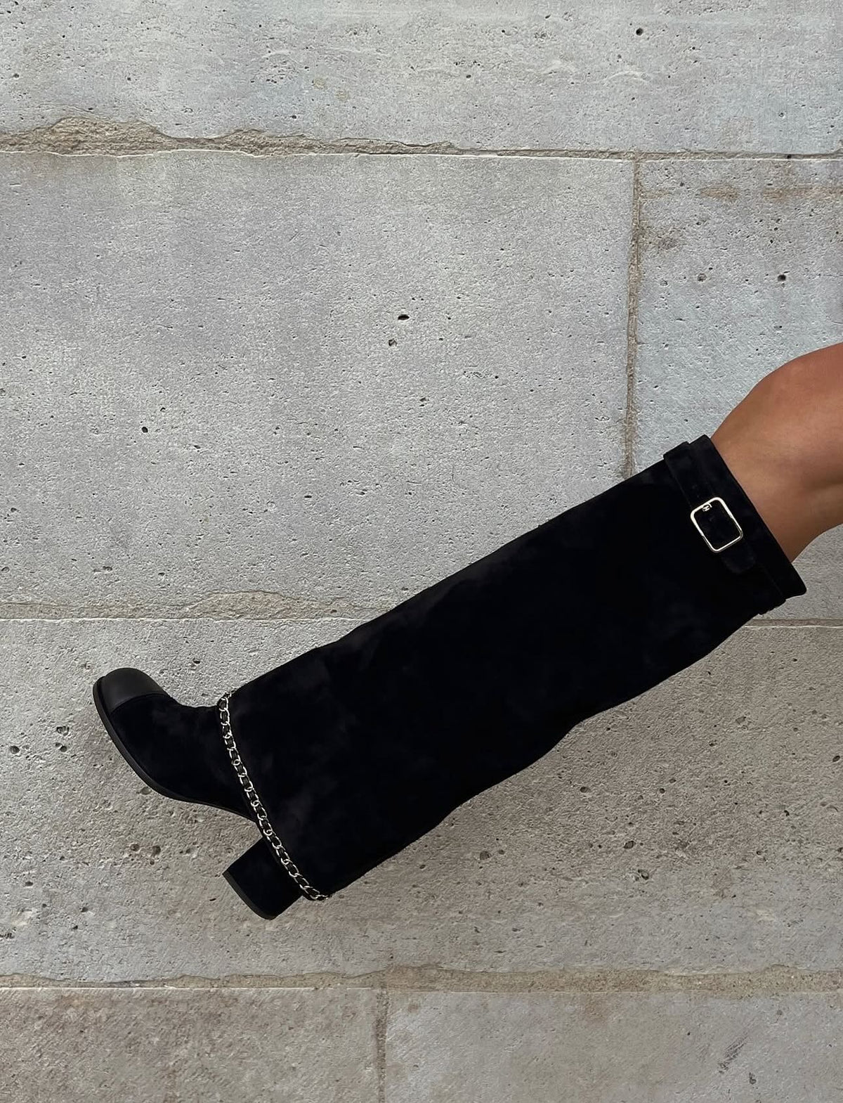 Suede Gold Chain Knee-high Boots