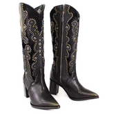 Metal-studded Python Leather Boots