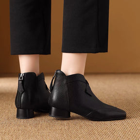 Square-toe Bow Mid-heel Boots