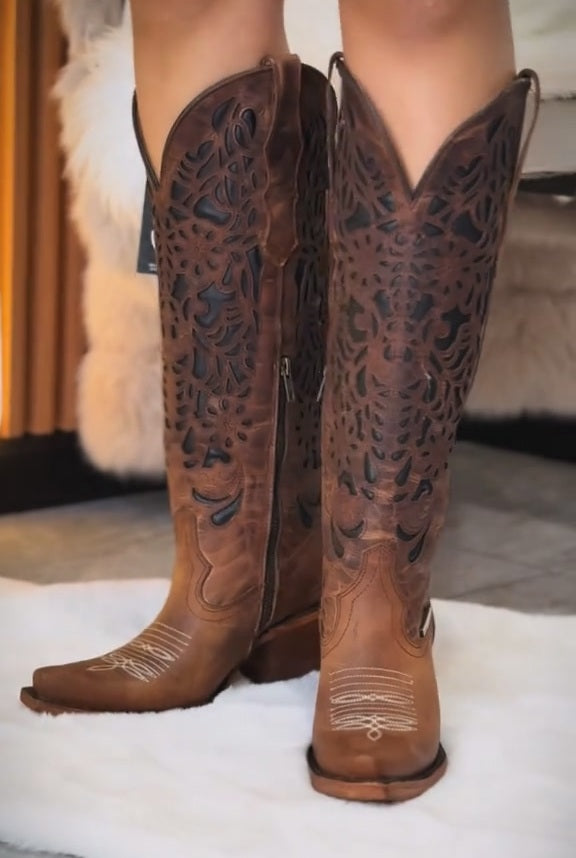 Vintage Cowhide Western Cowgirl Boots