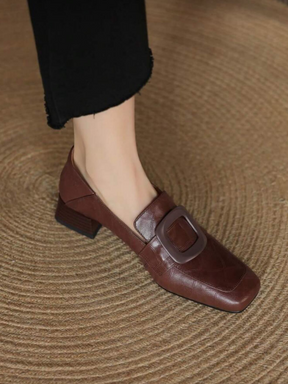 Low-heeled Slip-on Comfortable Square Buckle Shoes