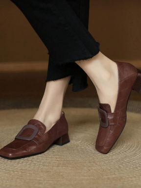 Low-heeled Slip-on Comfortable Square Buckle Shoes